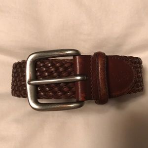 Men’s Polo Leather Belt, Brown Braid